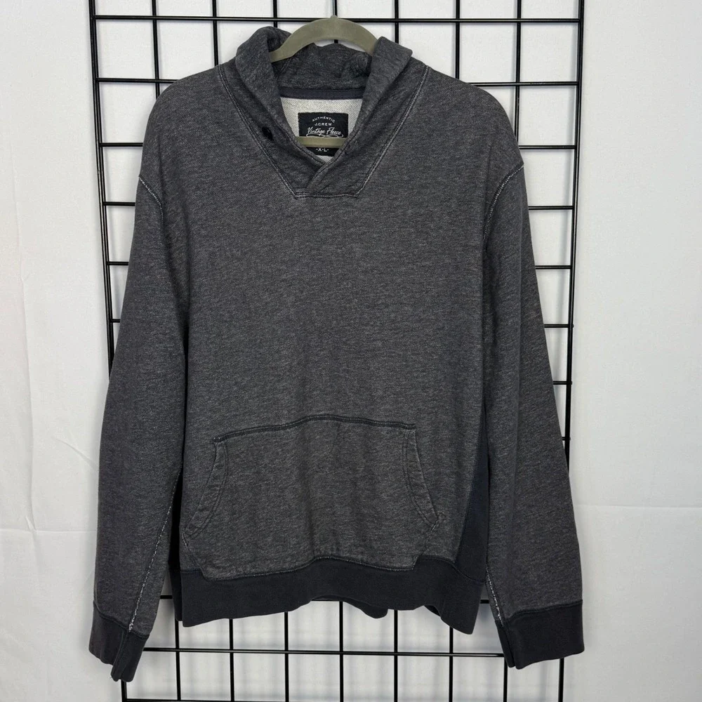 J. Crew Shawl‎ Collar Sweatshirt Mens XL Gray French Terry Vintage Fleece READ